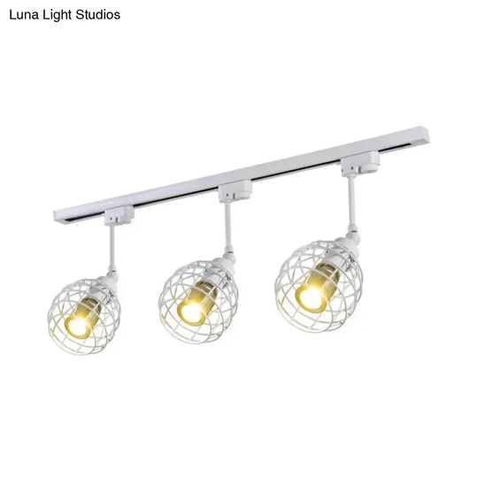 Semi-Flush Industrial Bistro Spotlight With Iron Cage In Black/White/Rust