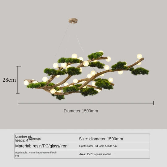 Valencia Vintage Branch Chandelier – Classical LED Pendant Light Diameter 150cm / Cold white 6000K