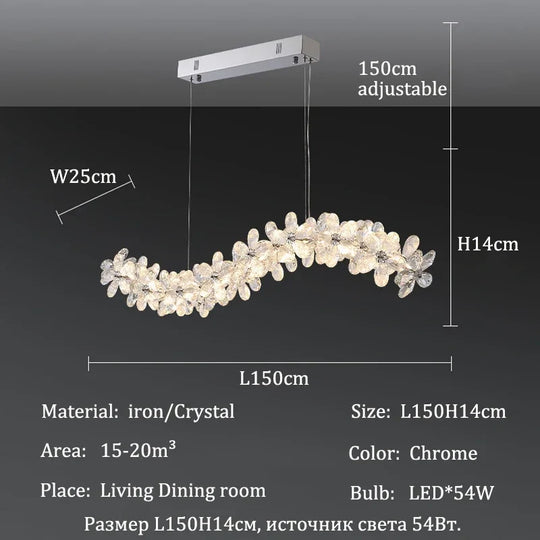 Celestia Modern Petal Crystal Chandelier – Luxury Chandelier L150cm / warm light 3000k