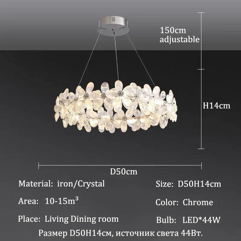 Celestia Modern Petal Crystal Chandelier – Luxury Chandelier D50cm / neutral light 4000k