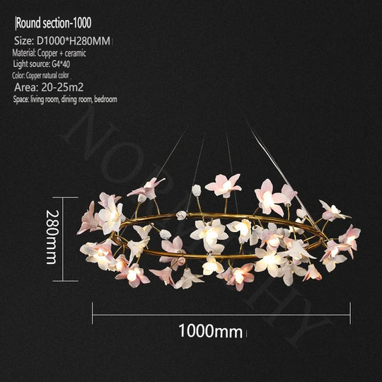 Florencia Ceramic Flower Chandelier – Postmodern Luxury Lighting 100X28CM