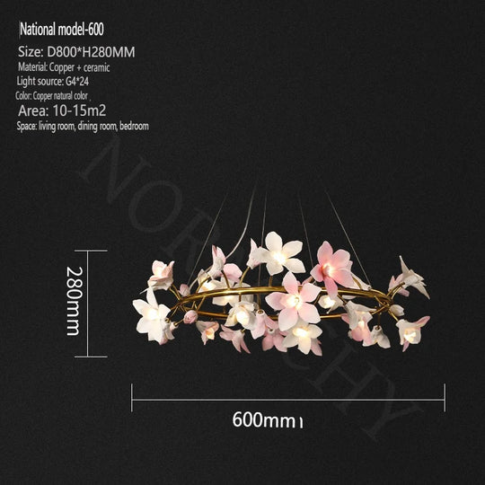 Florencia Ceramic Flower Chandelier – Postmodern Luxury Lighting 60X28CM