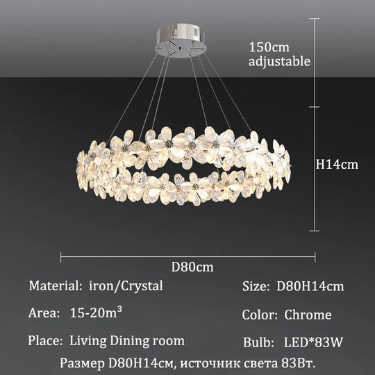 Celestia Modern Petal Crystal Chandelier – Luxury Chandelier D80cm / warm light 3000k