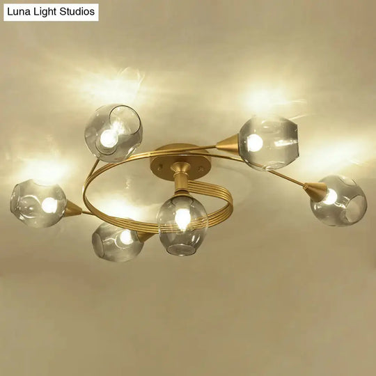 Sleek Spiral Design Dimpled Glass Ceiling Flush