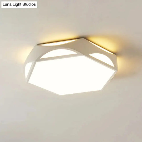 Contemporary Black/White Hexagon Led Flush Light Ceiling Mount