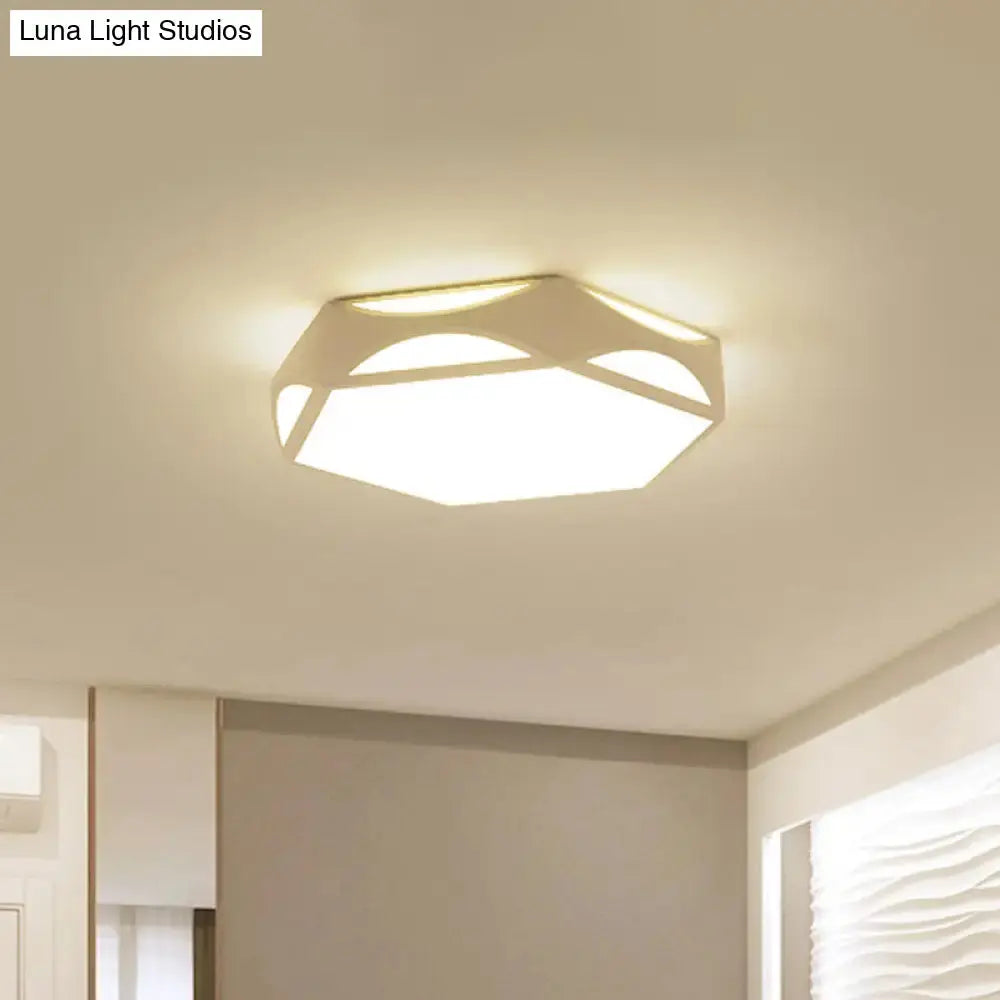 Contemporary Black/White Hexagon Led Flush Light Ceiling Mount