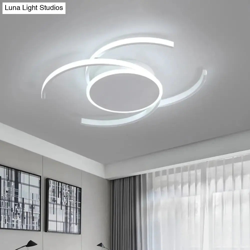 Minimalist White Led Acrylic Ceiling Lamp - Dual C Shaped Semi Flush 16’/19.5’/23.5’ Wide