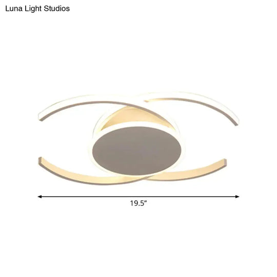 Minimalist White Led Acrylic Ceiling Lamp - Dual C Shaped Semi Flush 16’/19.5’/23.5’ Wide
