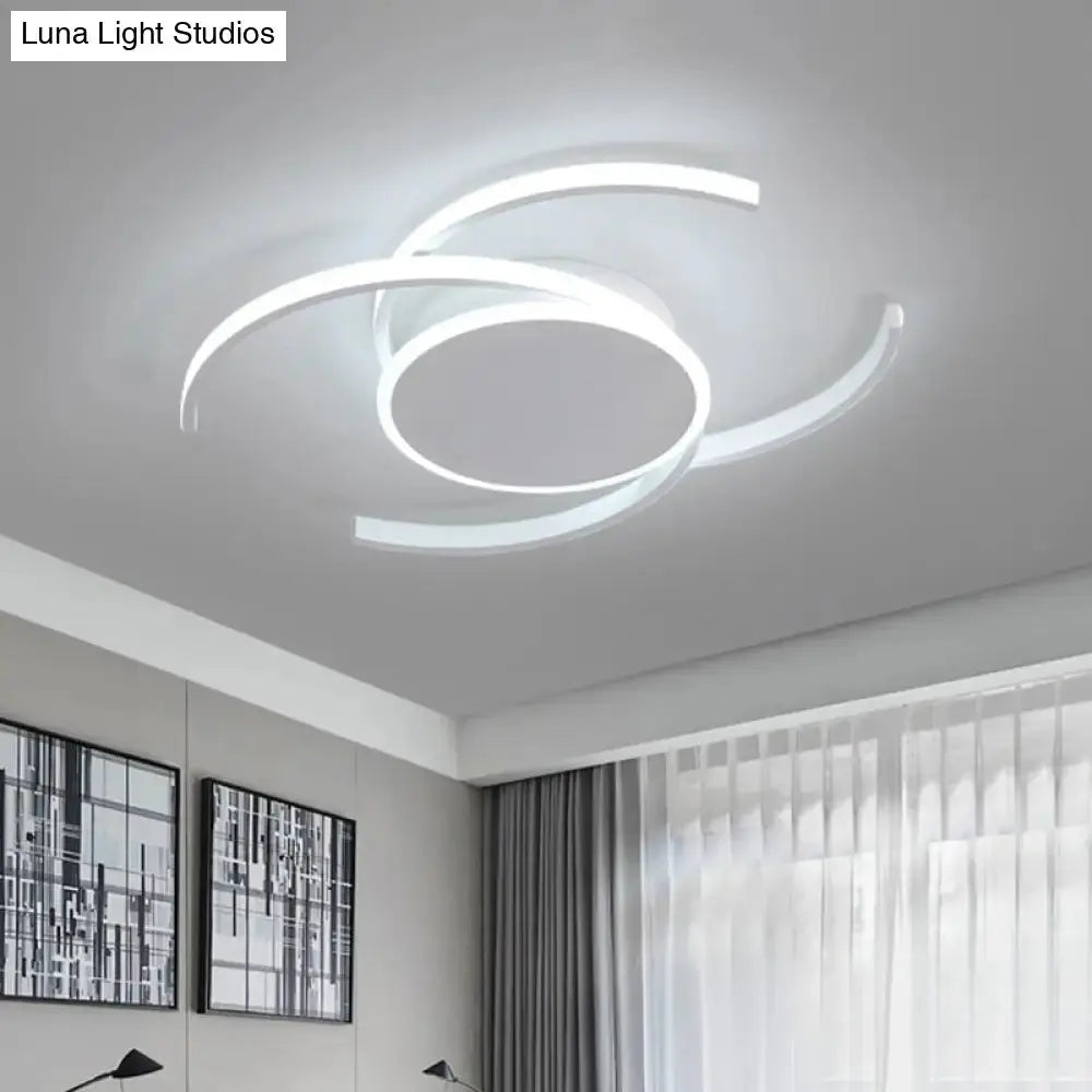 Minimalist White Led Acrylic Ceiling Lamp - Dual C Shaped Semi Flush 16’/19.5’/23.5’ Wide