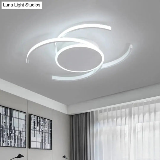 Minimalist White Led Acrylic Ceiling Lamp - Dual C Shaped Semi Flush 16’/19.5’/23.5’ Wide