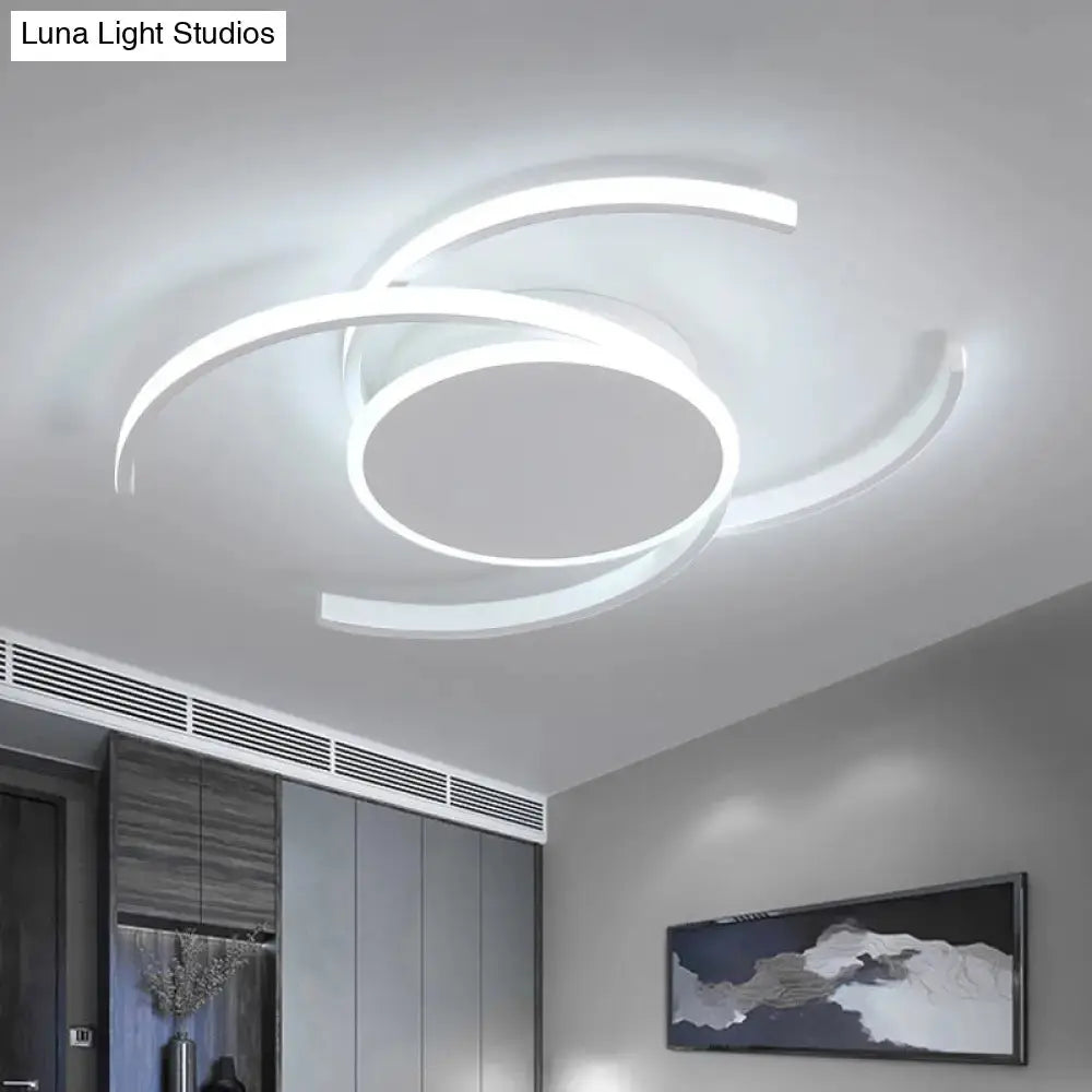 Minimalist White Led Acrylic Ceiling Lamp - Dual C Shaped Semi Flush 16’/19.5’/23.5’ Wide