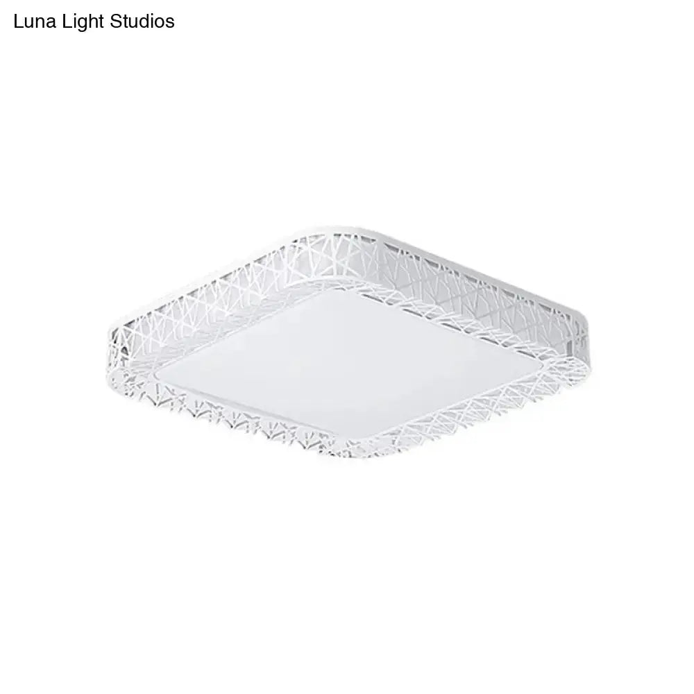 Minimalist Led Flush Mount Ceiling Light With Metal Shade - Warm/White Options