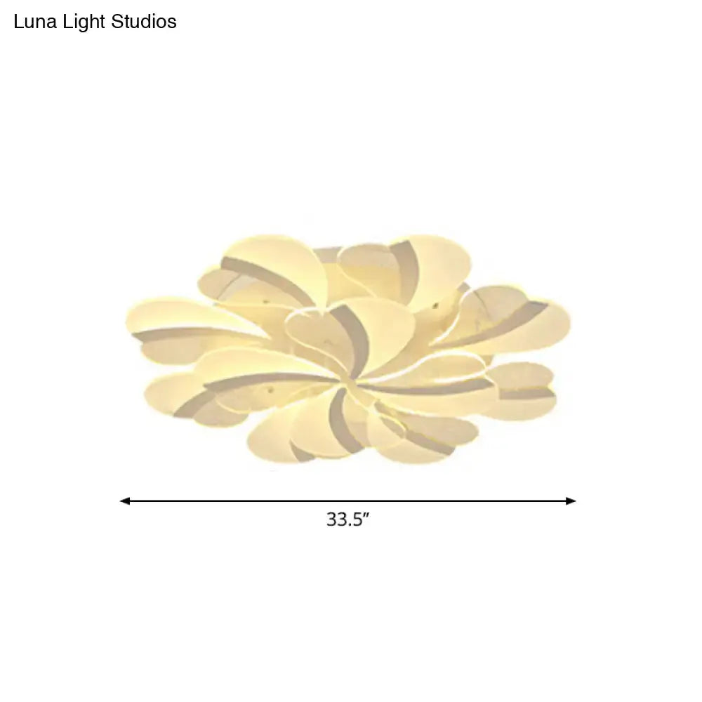 Modern Heart-Shaped Led Ceiling Lamp - Acrylic Flush Mount Light For Living Room With 5/9/15
