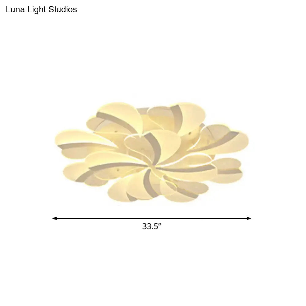 Modern Heart-Shaped Led Ceiling Lamp - Acrylic Flush Mount Light For Living Room With 5/9/15