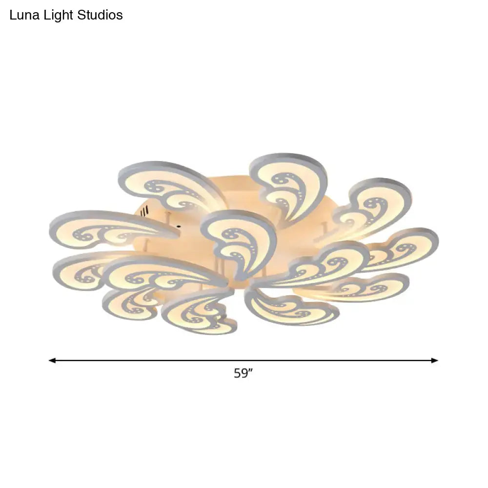 Modern Acrylic Spindrift Ceiling Light W/ 6/12/15-White Led Bulbs In Warm/White - Semi Flush Mount