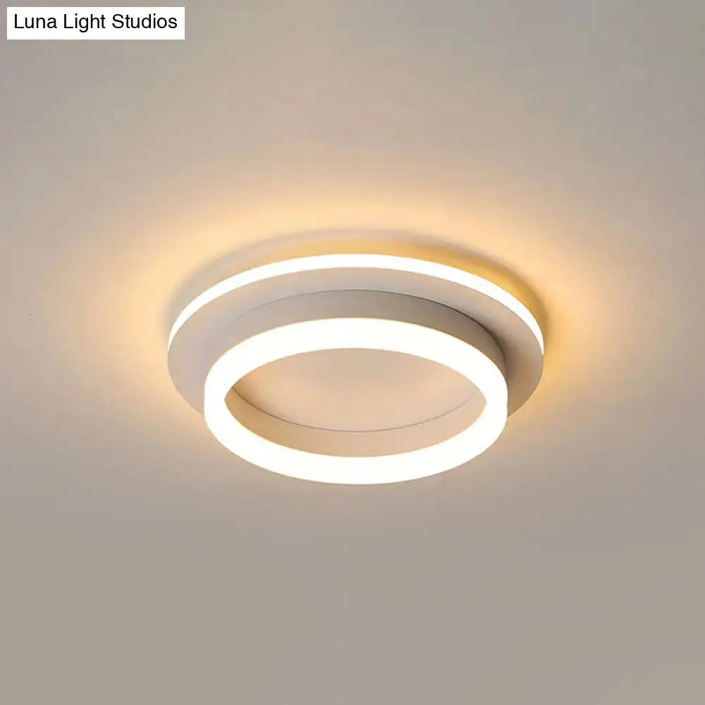 Minimalistic Flush Ceiling Light - Round/Square Acrylic Led Flushmount Lighting In Black/White For