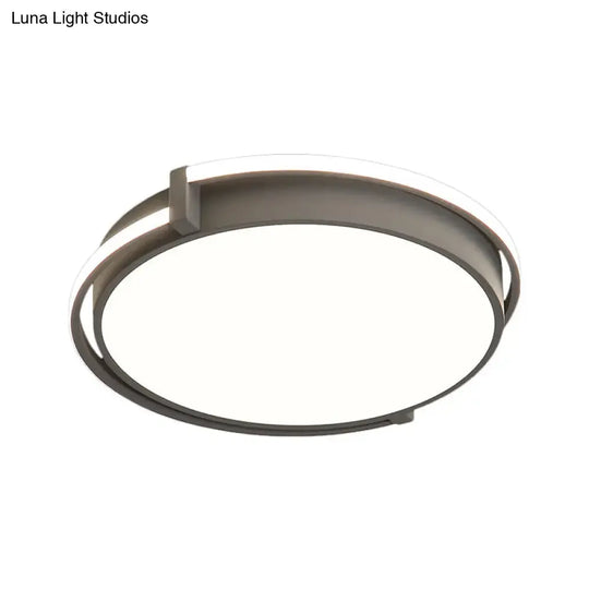 Dorm Room Led Flushmount Ceiling Light With Minimalist Design And Acrylic Shade (Grey/White) -