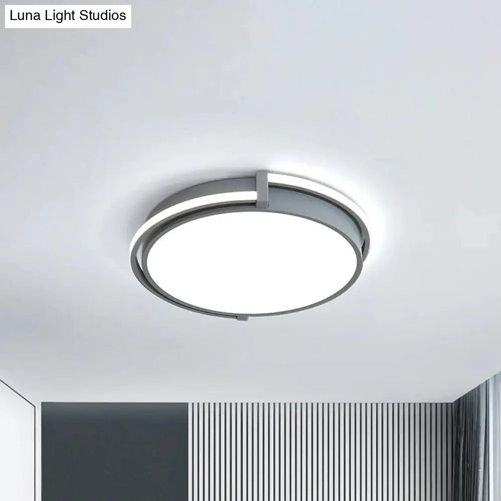Dorm Room Led Flushmount Ceiling Light With Minimalist Design And Acrylic Shade (Grey/White) -