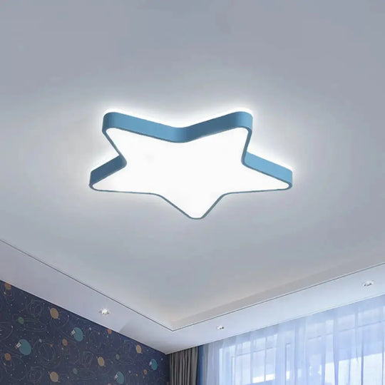 Cartoon Star Led Flush Mount Ceiling Light For Children’s Bedroom In Warm/White (Pink/Blue/White)