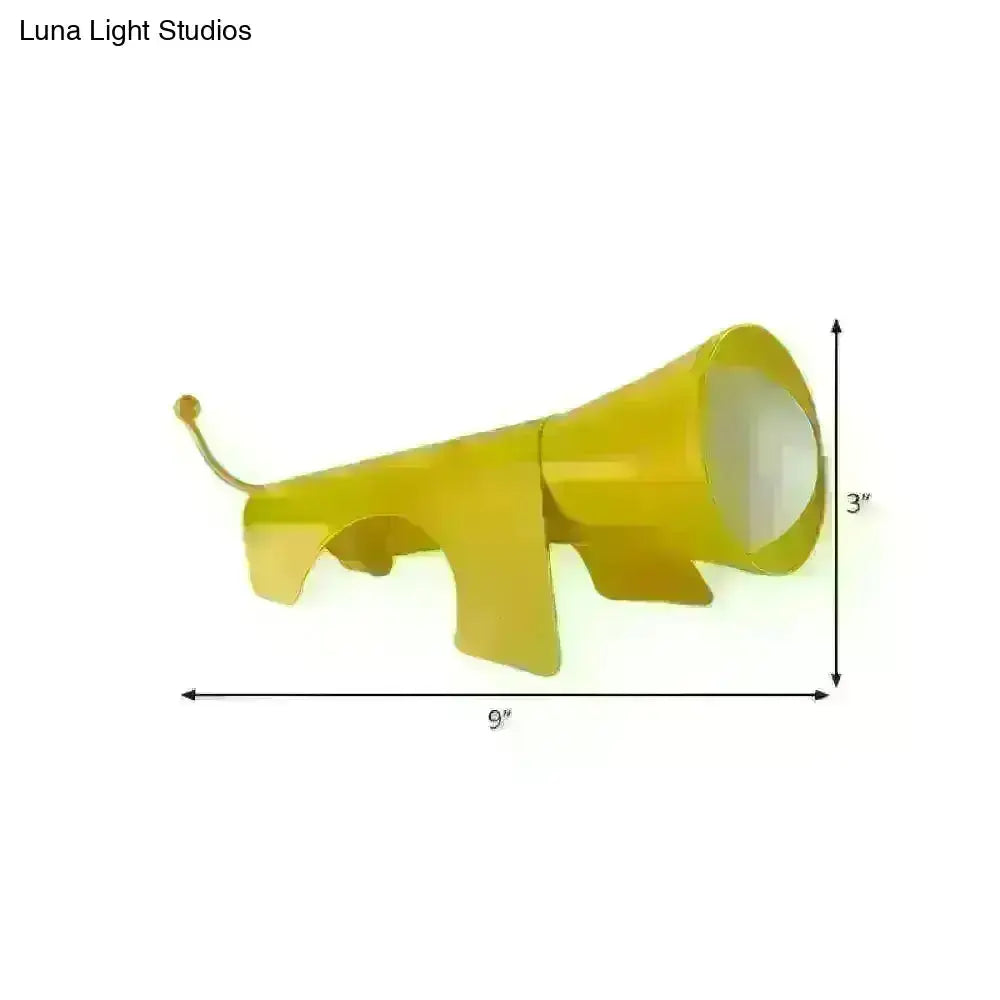 Lucy - Cartoon Red/Yellow Night Table Lamp Dog-Like Metallic Shade