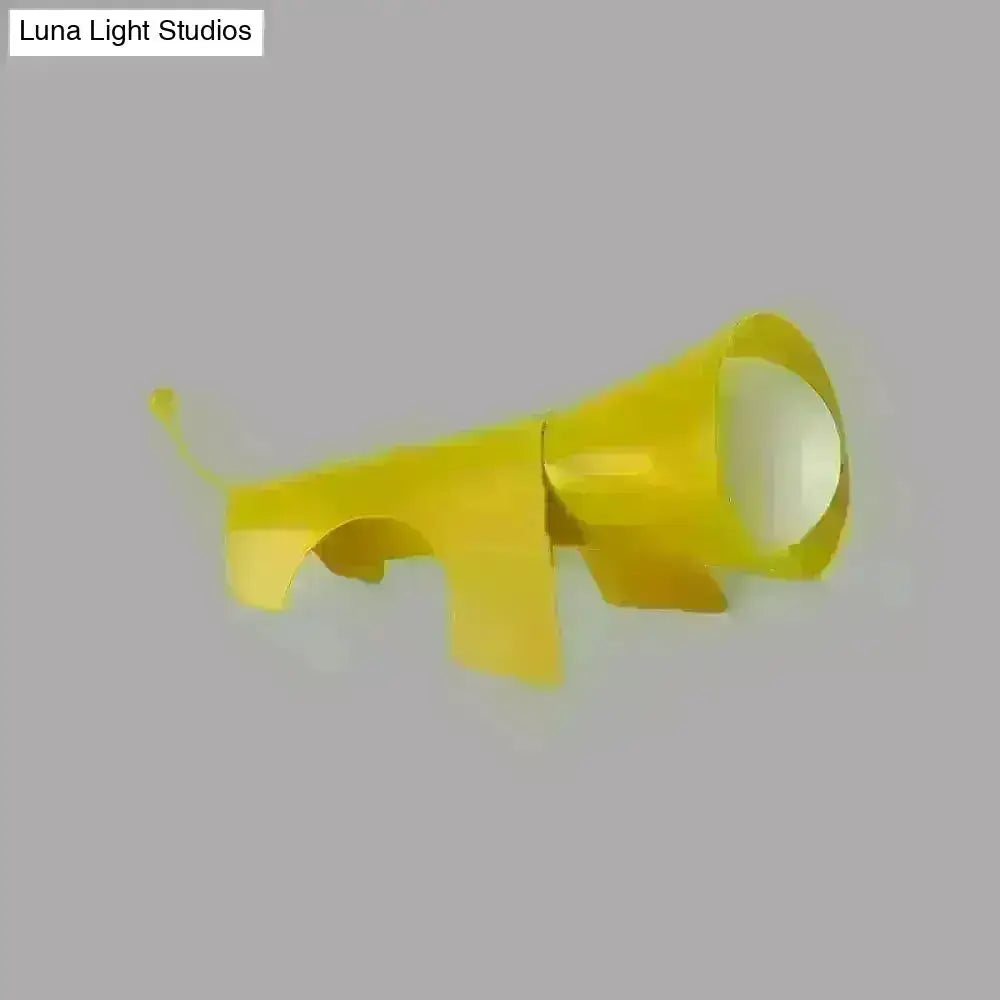 Lucy - Cartoon Red/Yellow Night Table Lamp Dog-Like Metallic Shade