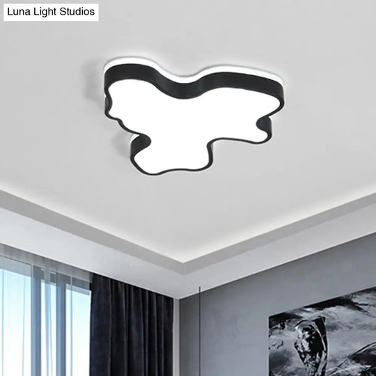 Abstract Flush Light - 16/19.5/23.5 Width Black/White Shade Led Contemporary Mount In Warm/White