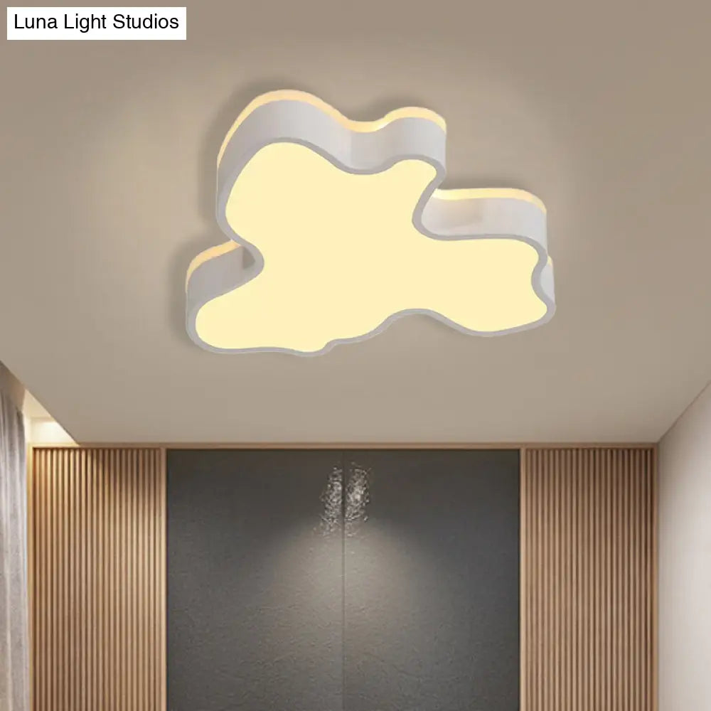 Abstract Flush Light - 16/19.5/23.5 Width Black/White Shade Led Contemporary Mount In Warm/White