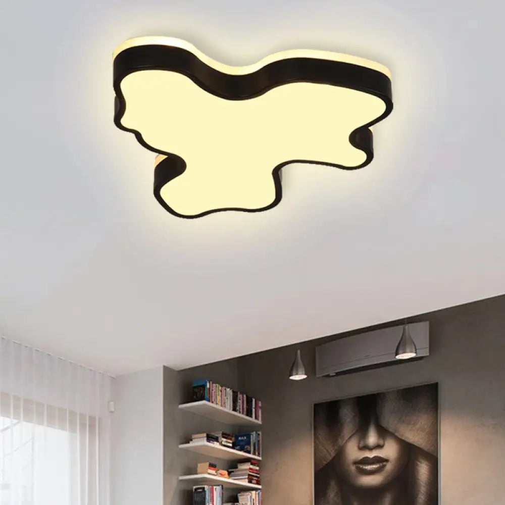 Abstract Flush Light - 16’/19.5’/23.5’ Width Black/White Shade Led Contemporary Mount In