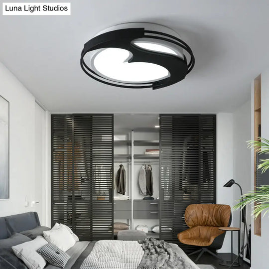 Abstract Pattern Led Ceiling Light For Kids Room Or Hotel - Round Acrylic Design In Black
