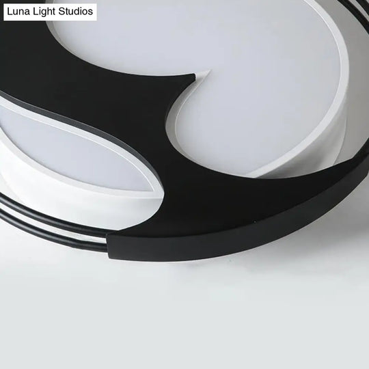 Abstract Pattern Led Ceiling Light For Kids Room Or Hotel - Round Acrylic Design In Black