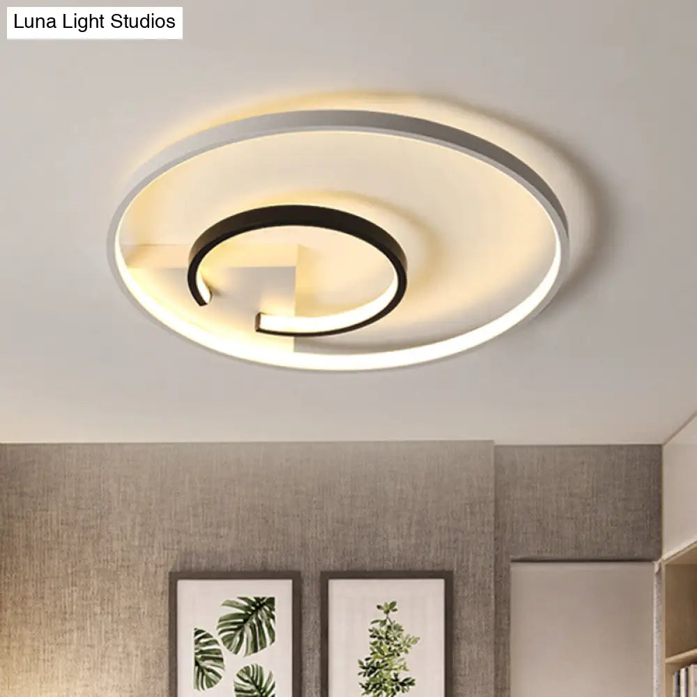 Acrylic 2-Hoop Led Flushmount Ceiling Light Fixture - 16/19.5 White/Black Bedroom Lighting