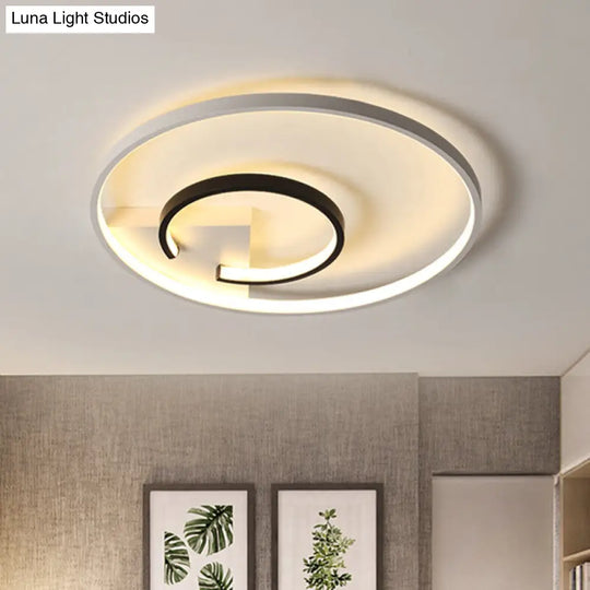 Acrylic 2-Hoop Led Flushmount Ceiling Light Fixture - 16/19.5 White/Black Bedroom Lighting