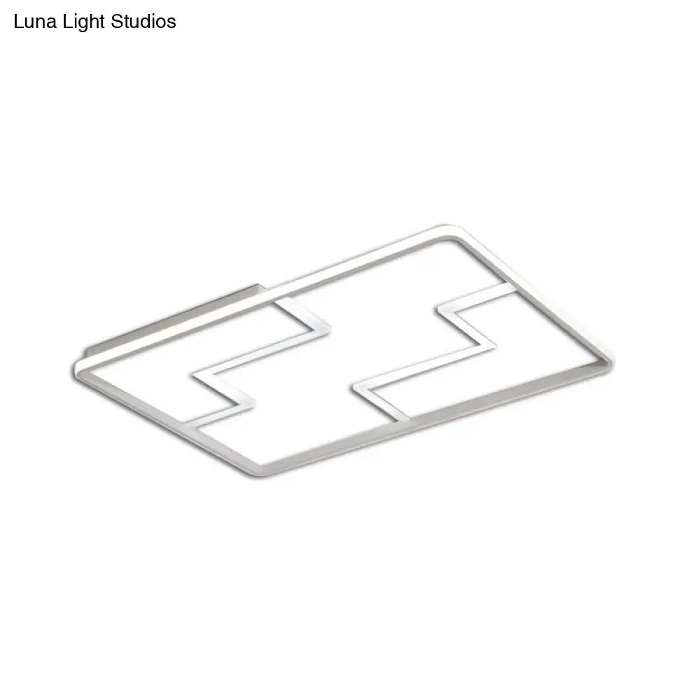 Acrylic Block Led Flush Ceiling Light Fixture - Simplicity Design 19/23/27.5 Wide White/Black