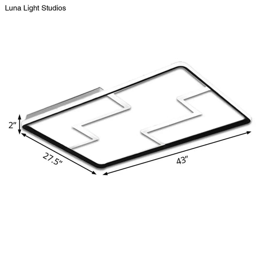 Acrylic Block Led Flush Ceiling Light Fixture - Simplicity Design 19’/23’/27.5’ Wide
