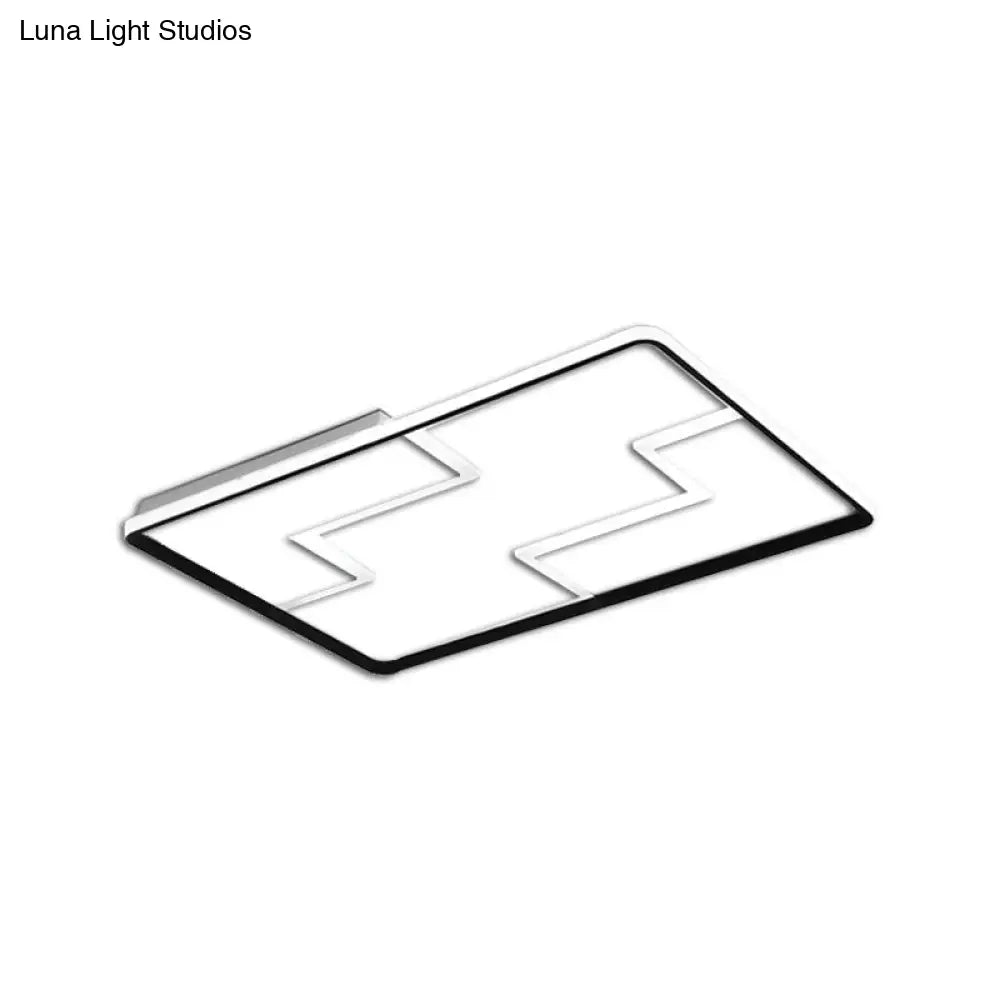 Acrylic Block Led Flush Ceiling Light Fixture - Simplicity Design 19/23/27.5 Wide White/Black