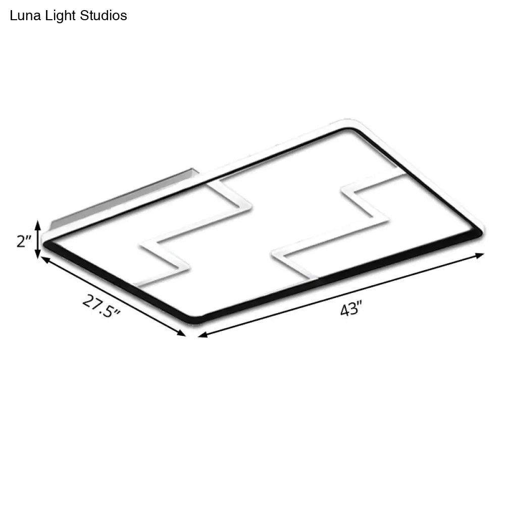 Acrylic Block Led Flush Ceiling Light Fixture - Simplicity Design 19/23/27.5 Wide White/Black