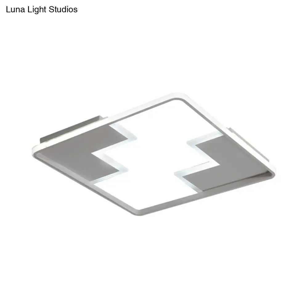 Acrylic Block Led Flush Ceiling Light Fixture - Simplicity Design 19/23/27.5 Wide White/Black