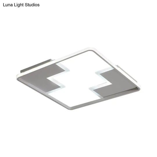 Acrylic Block Led Flush Ceiling Light Fixture - Simplicity Design 19/23/27.5 Wide White/Black