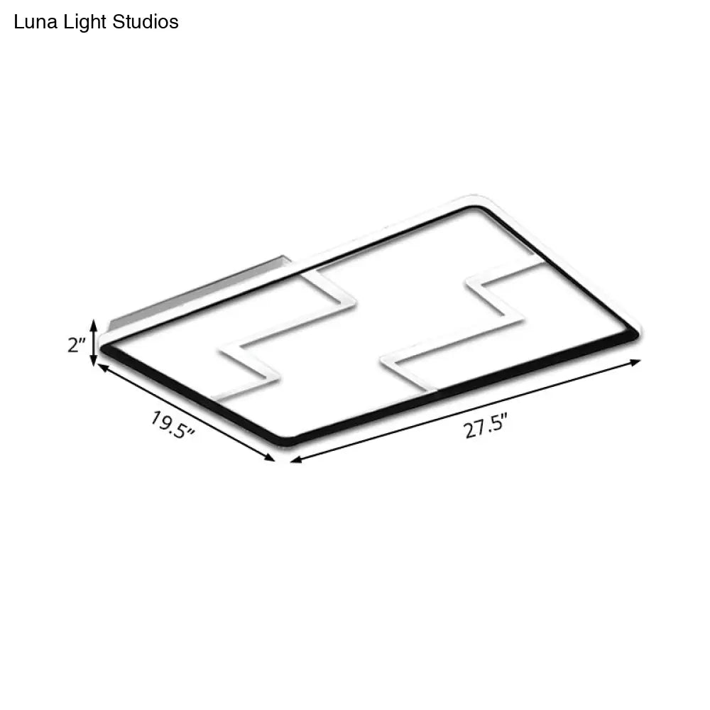 Acrylic Block Led Flush Ceiling Light Fixture - Simplicity Design 19/23/27.5 Wide White/Black