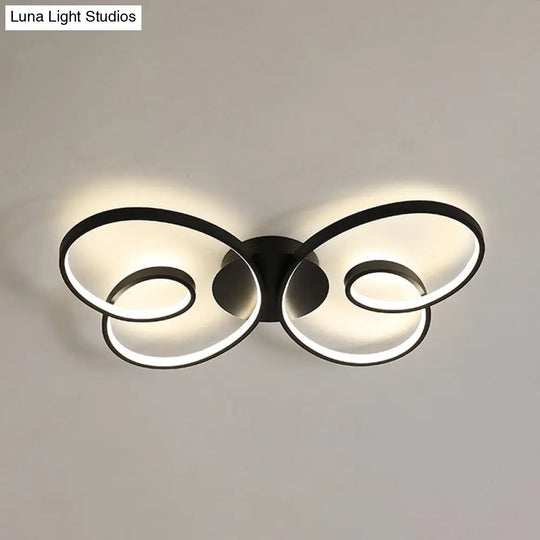 Acrylic Butterfly Led Flush Mount Spotlight: Minimalistic Black/White Ceiling Light