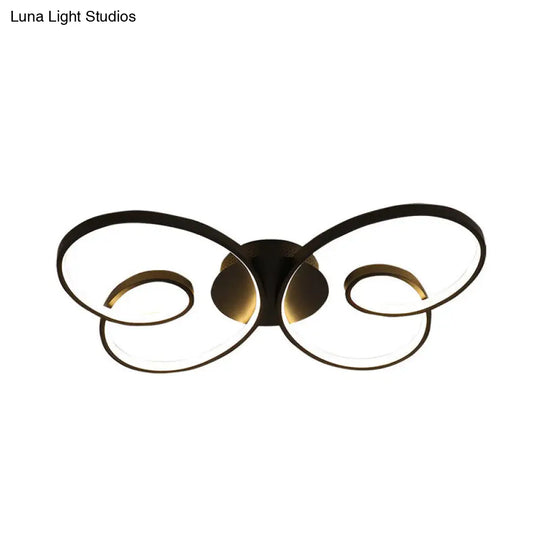 Acrylic Butterfly Led Flush Mount Spotlight: Minimalistic Black/White Ceiling Light