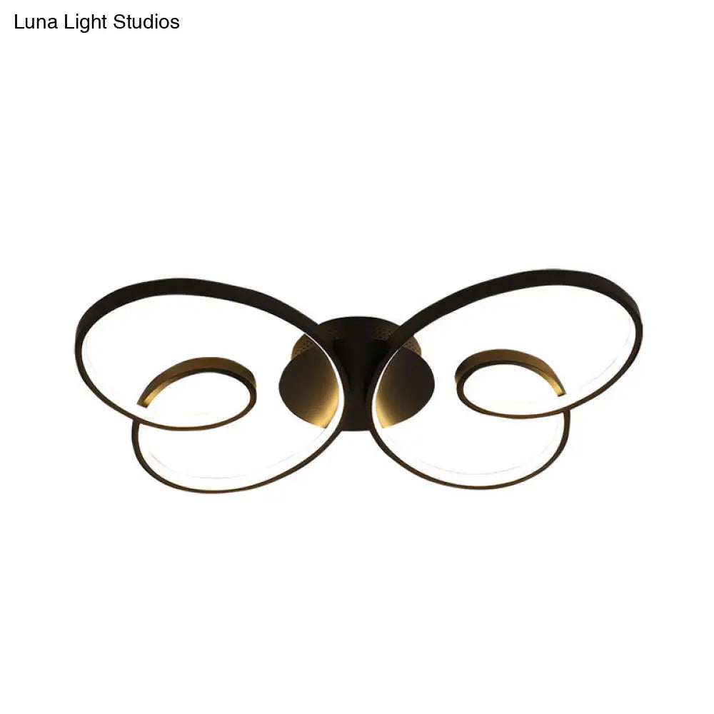 Acrylic Butterfly Led Flush Mount Spotlight: Minimalistic Black/White Ceiling Light