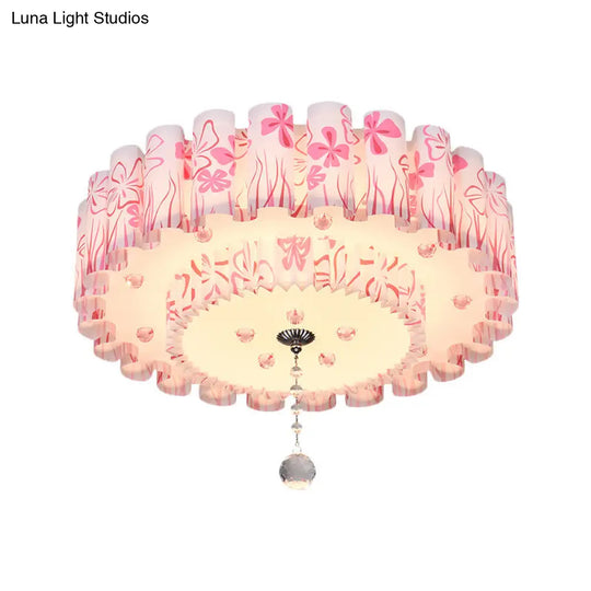 Acrylic Dual-Layered Flushmount Countryside Led Ceiling Lamp For Restaurants With Crystal Ball -