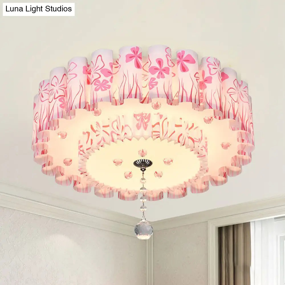 Acrylic Dual-Layered Flushmount Countryside Led Ceiling Lamp For Restaurants With Crystal Ball -