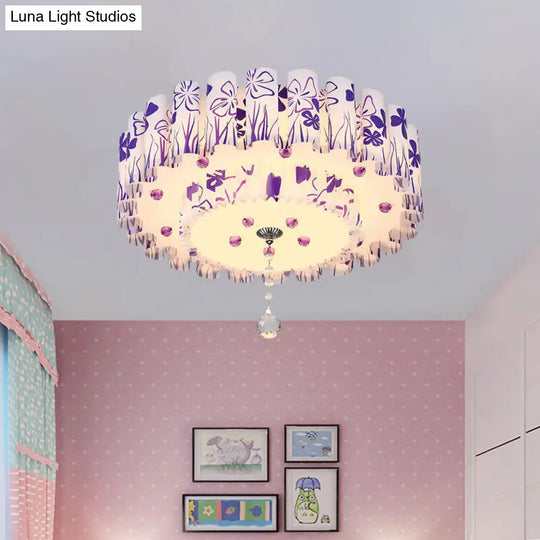 Acrylic Dual-Layered Flushmount Countryside Led Ceiling Lamp For Restaurants With Crystal Ball -