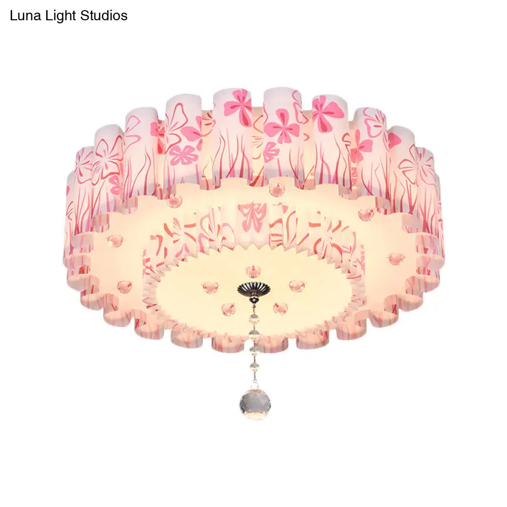 Acrylic Dual-Layered Flushmount Countryside Led Ceiling Lamp For Restaurants With Crystal Ball -