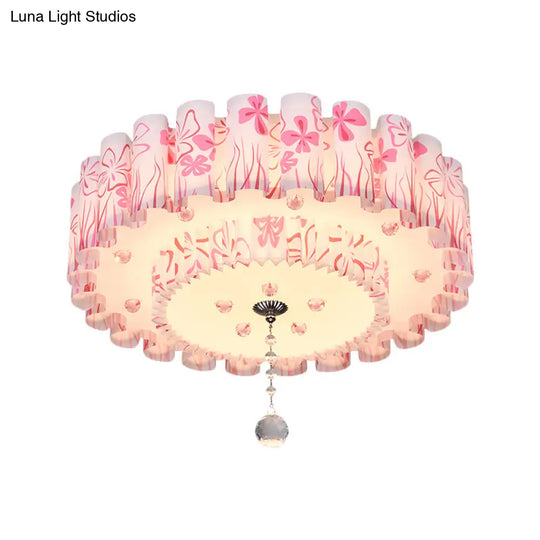 Acrylic Dual-Layered Flushmount Countryside Led Ceiling Lamp For Restaurants With Crystal Ball -