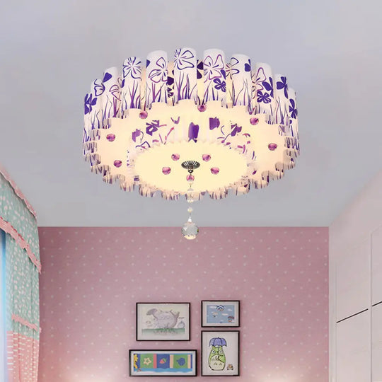 Acrylic Dual-Layered Flushmount Countryside Led Ceiling Lamp For Restaurants With Crystal Ball -