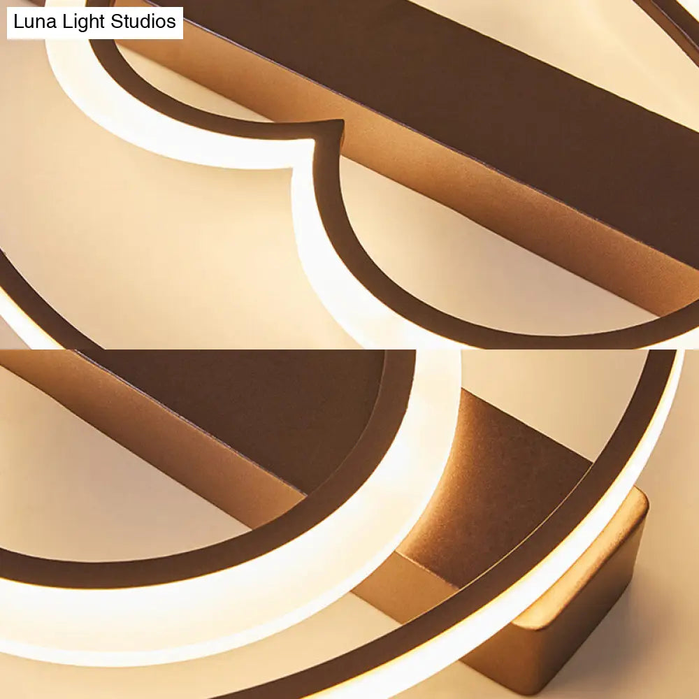 Acrylic Flush Led Ceiling Lamp - Heart Design Simple Style White/Coffee Variants 16’/19.5’ Wide