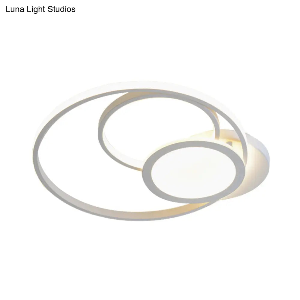 Acrylic Flush Mount Led Ceiling Lamp In White/Black - Modern Multi-Hoop Design Warm Light